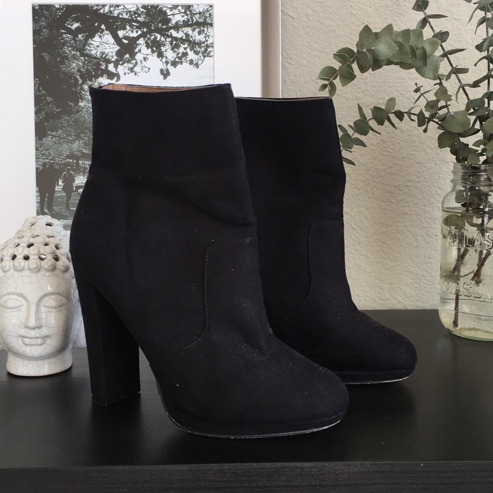 Black high heel booties/ankle boots